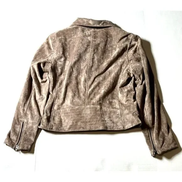 BLANKNYC Beige Suede Leather Moto Jacket Women's Size Medium - Picture 6 of 6